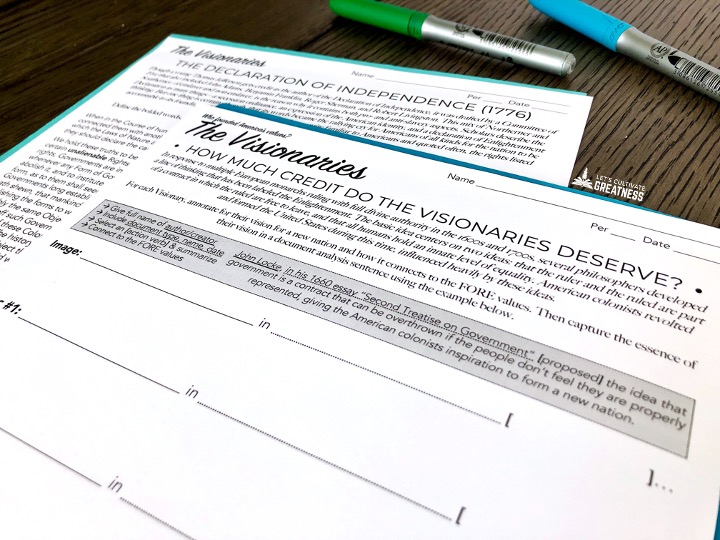 Student worksheet for source analysis sentence writing