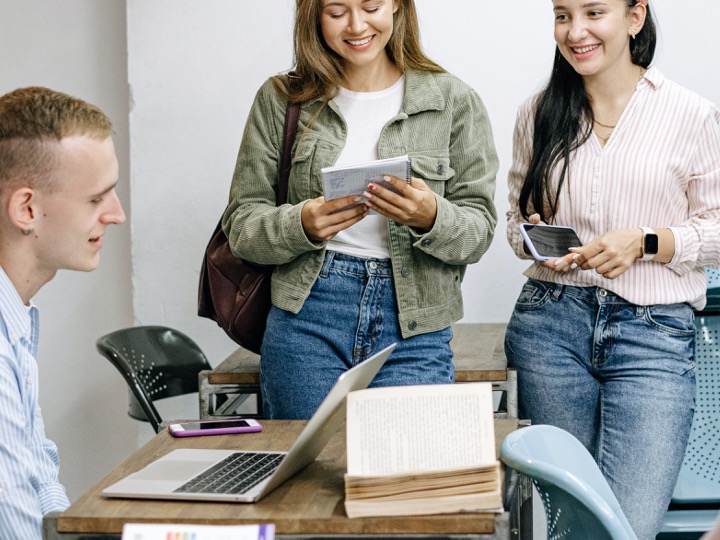 Students in a group talking