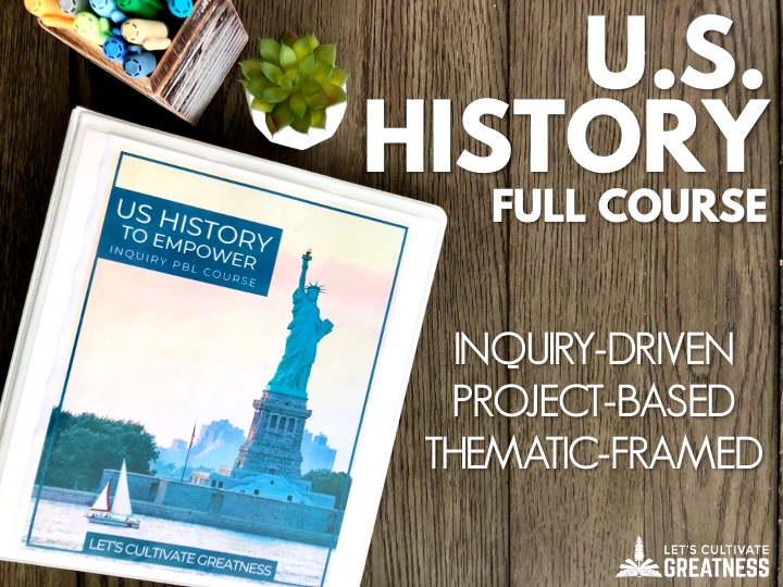 Binder of a thematic inquiry US History course