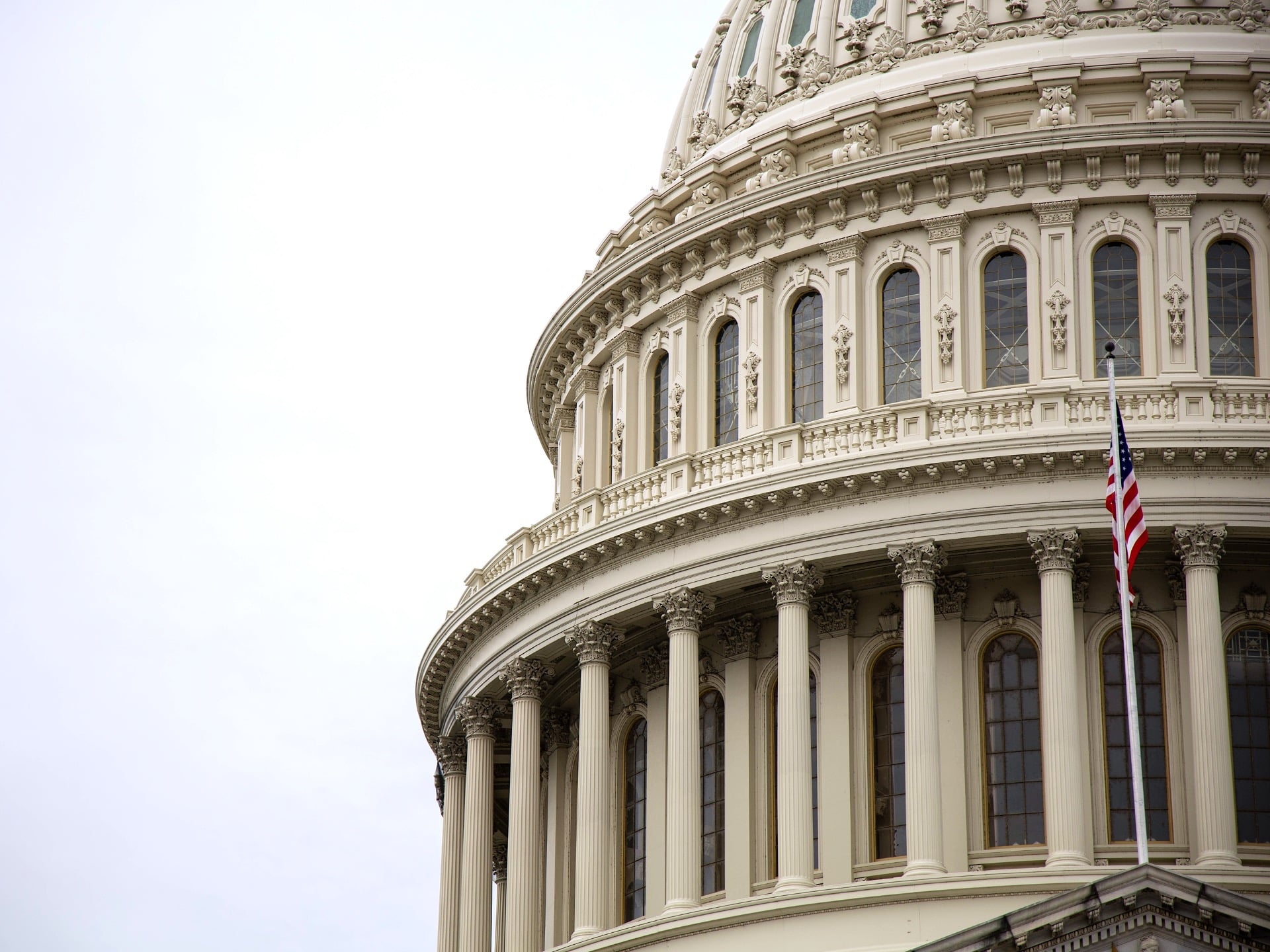 Close-up of the US Capitol Rotunda’s exterior