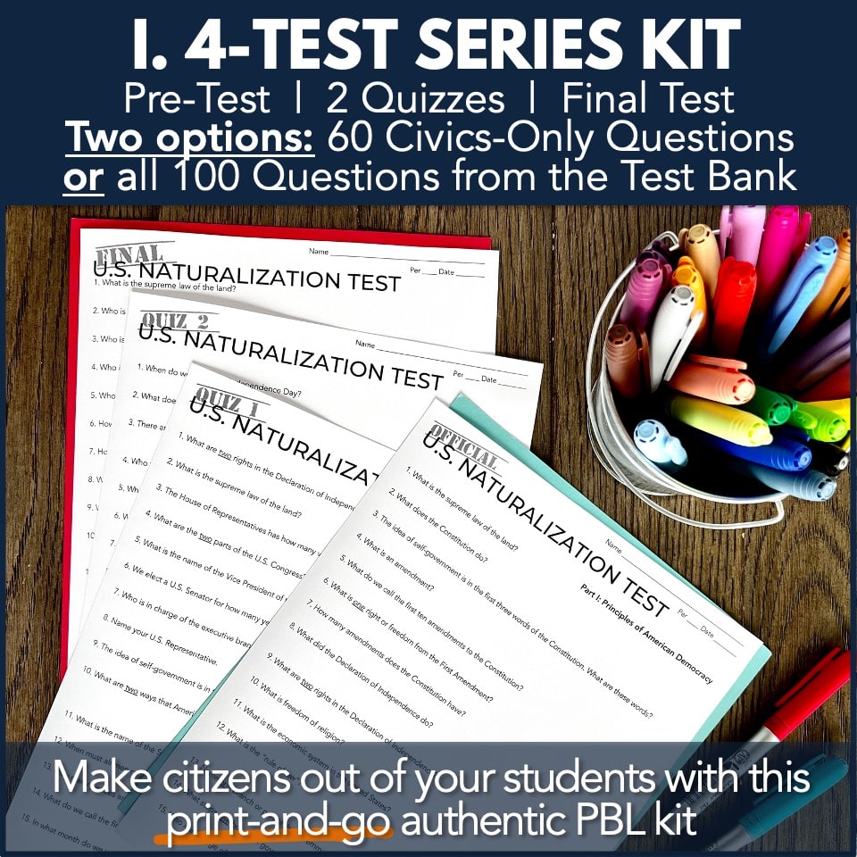 US Citizenship Test Prep w/ PBL Project Kit