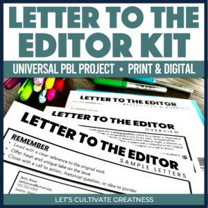 Letter to the Editor Writing PBL Kit