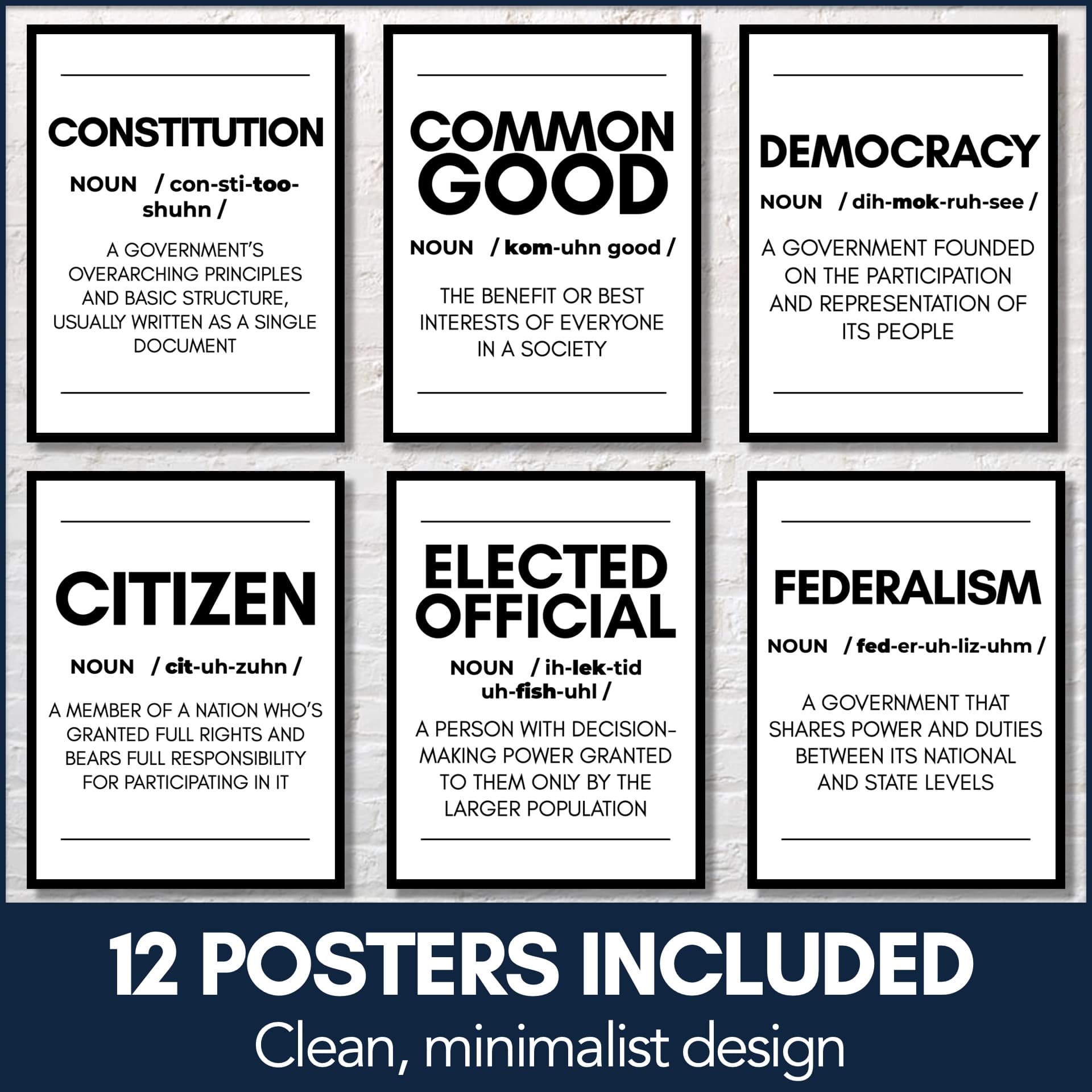 Civics & Government Key Concepts Posters