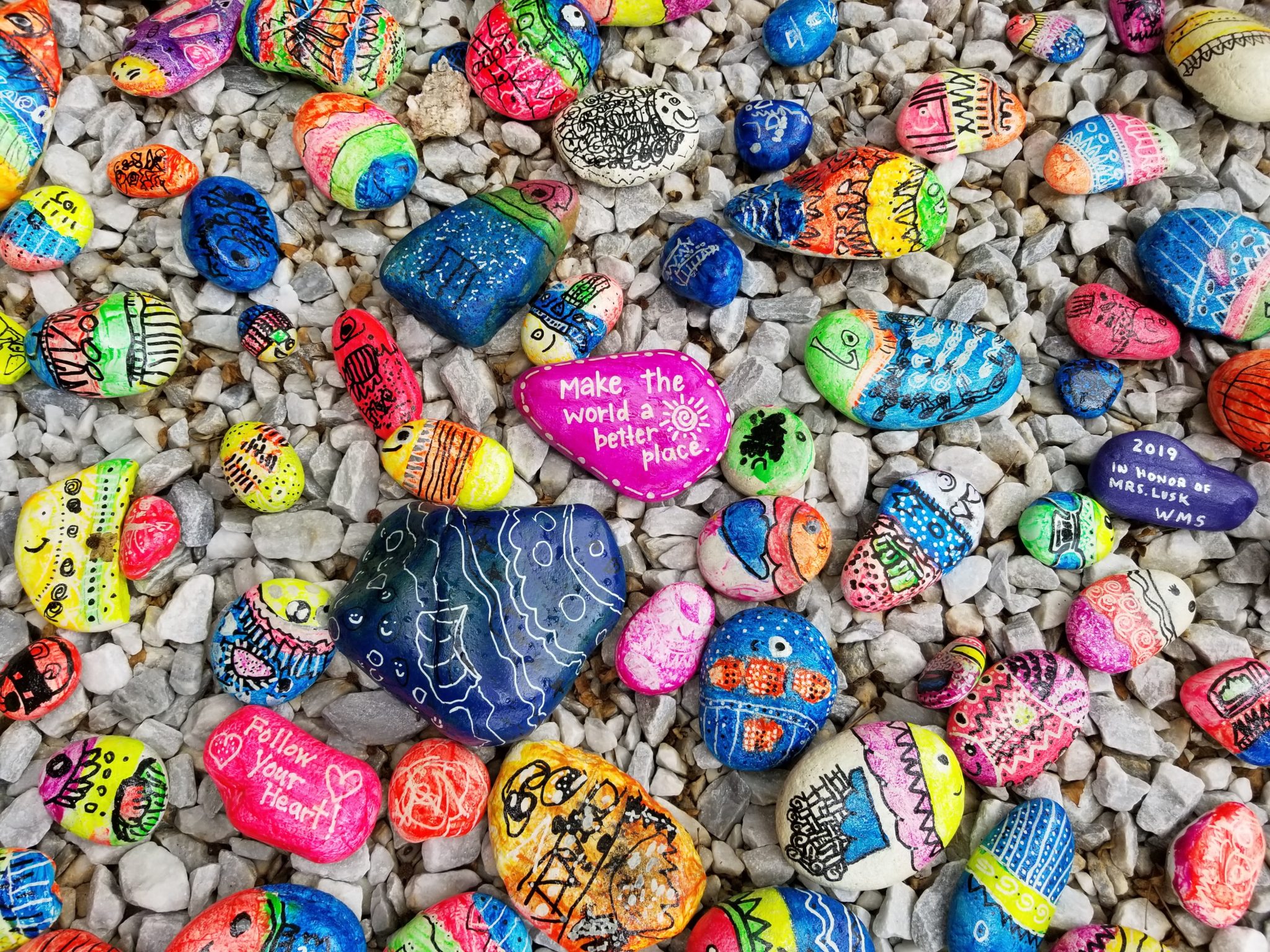 Painted rocks with messages of kindness