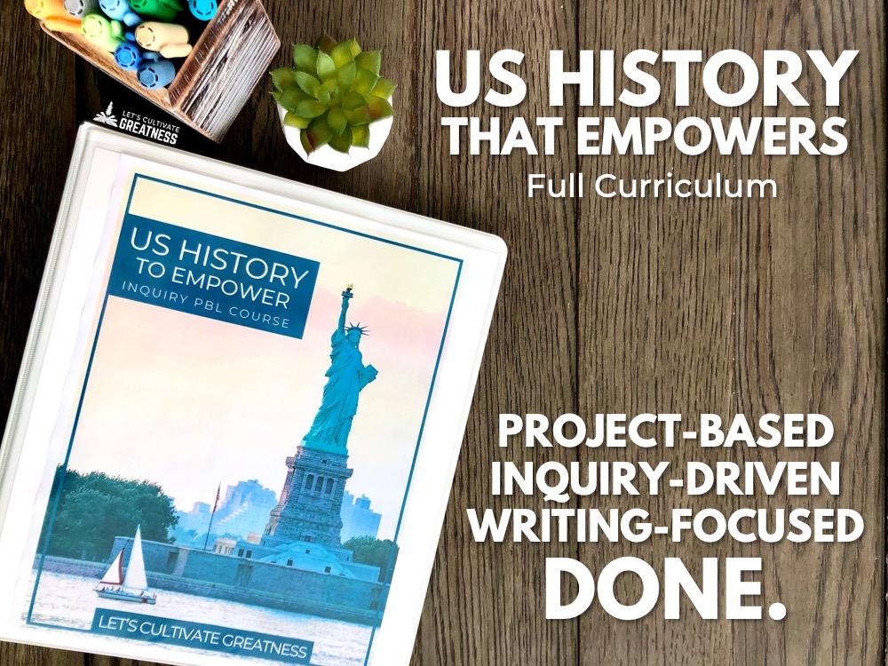 Binder of writing-centered thematic US History units