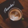 Thank You Card and cup of coffee on a table