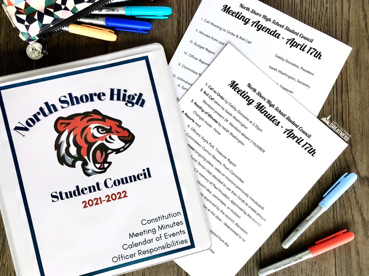Student council meeting agenda and minutes forms