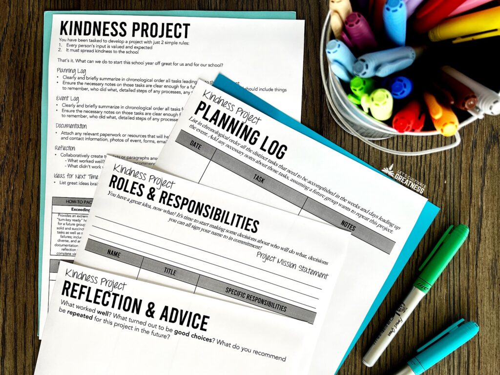 Student leadership kindness project planning guide