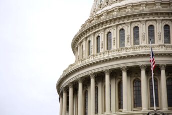 Close-up of the US Capitol Rotunda’s exterior
