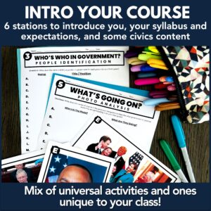 Civics & Government First Day Stations Activity Kit