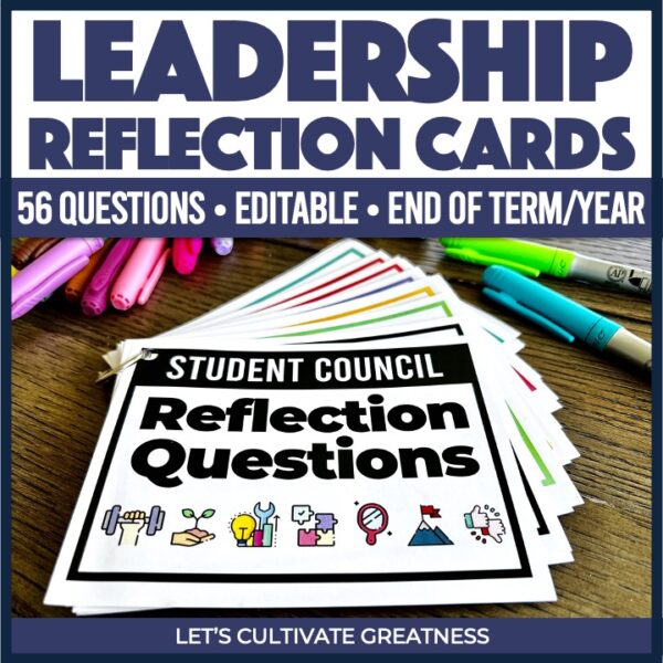 Student Council or Leadership Reflection Questions Flip Deck