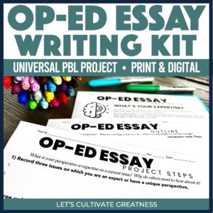 Op-Ed Essay or Argumentative Essay Writing and Research PBL Kit