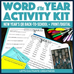 One Word of the Year Goal Setting Activity Project Kit