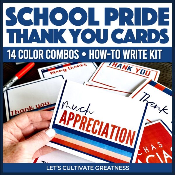 School Spirit Colors Thank You Note Cards Kit