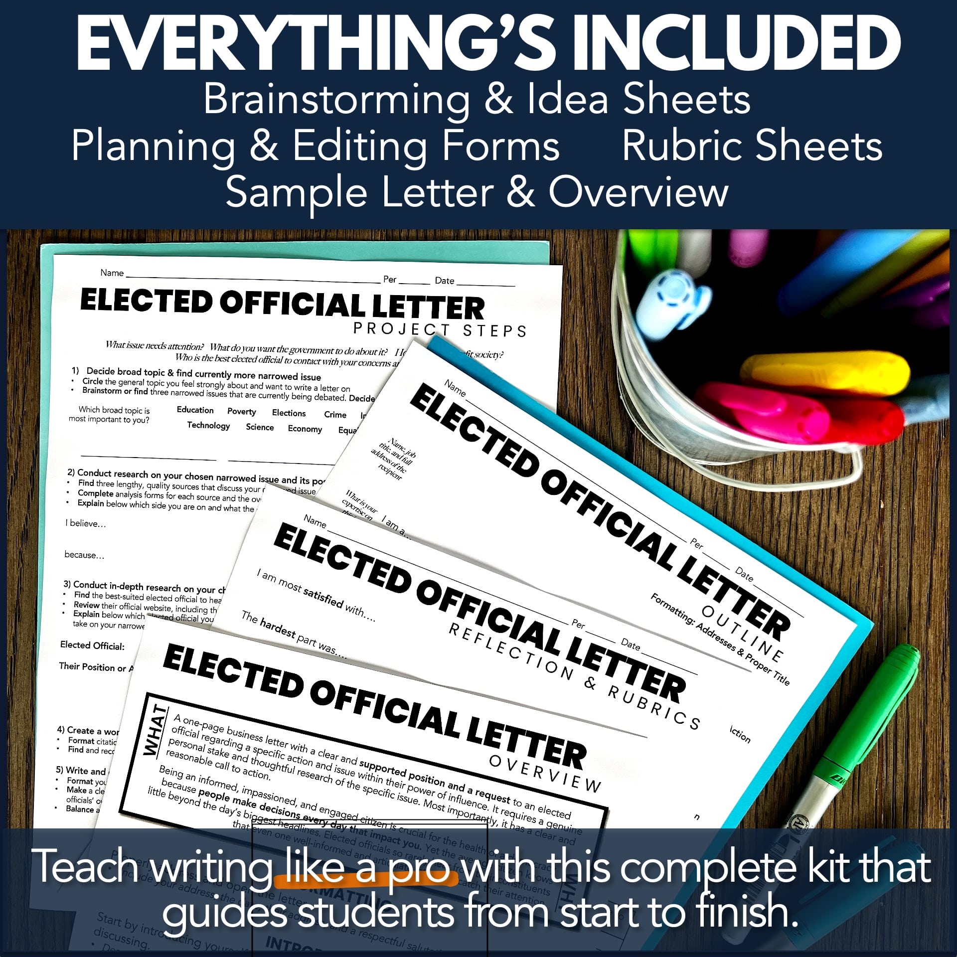 Letter to a Representative or Elected Official Writing PBL Kit