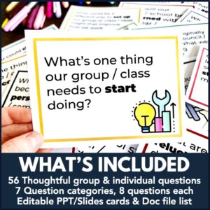 Student Council or Leadership Reflection Questions Flip Deck