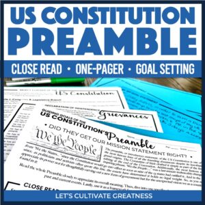 Preamble of US Constitution Activity Kit