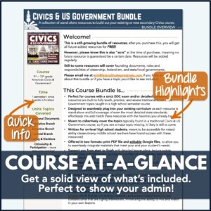 Civics and US Government Classic Full Course Curriculum Overview