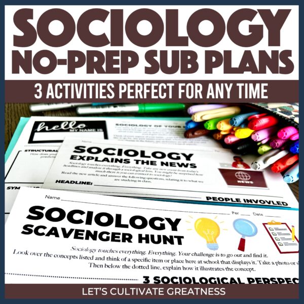 Sociology Sub Plan Activities 3-Pack