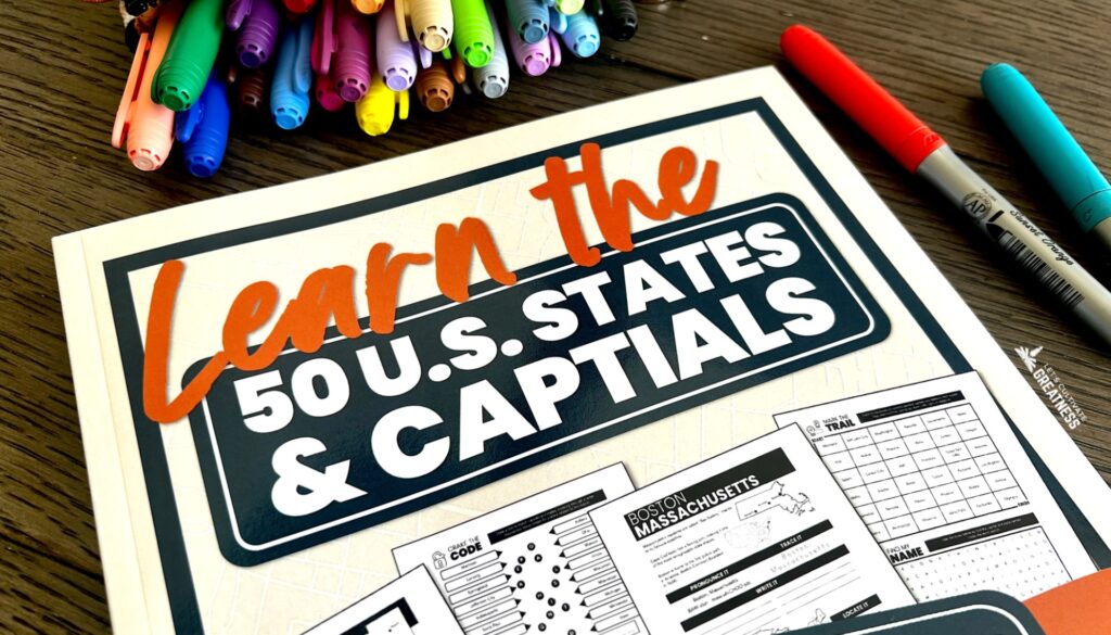 50 U.S. States and capitals workbook with map activities for middle and high school