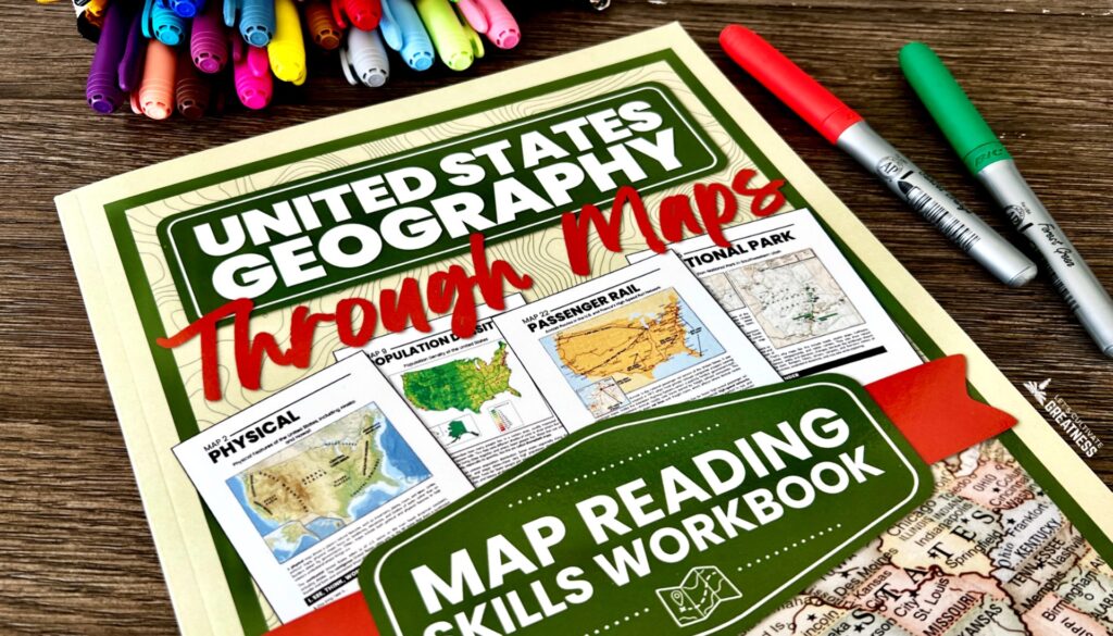 Map reading skills workbook for middle and high school U.S. geography 