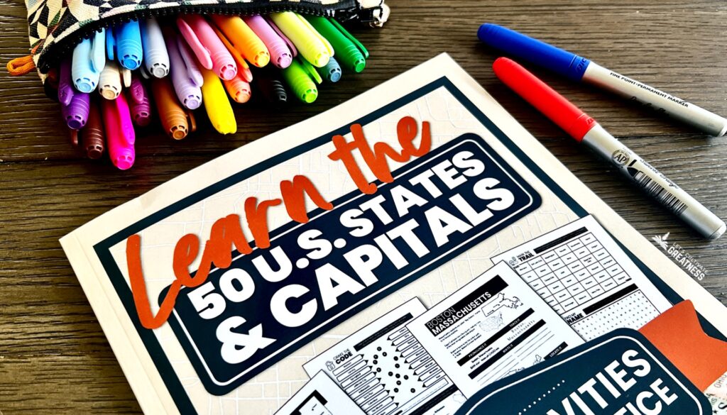 U.S. geography workbook for learning the 50 states and capitals for homeschool and middle high school 