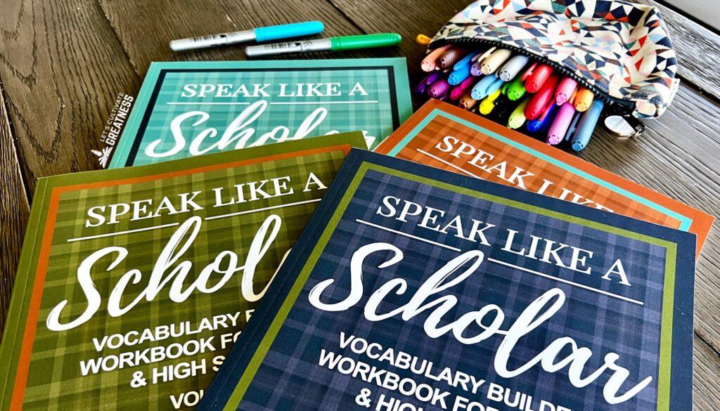 Vocabulary workbook curriculum for middle and high school homeschool students
