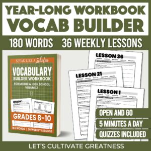 Speak Like a Scholar: Vocabulary Builder Workbook for Middle & High School, Volume 2