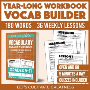 Speak Like a Scholar: Vocabulary Builder Workbook for Middle & High School, Volume 3