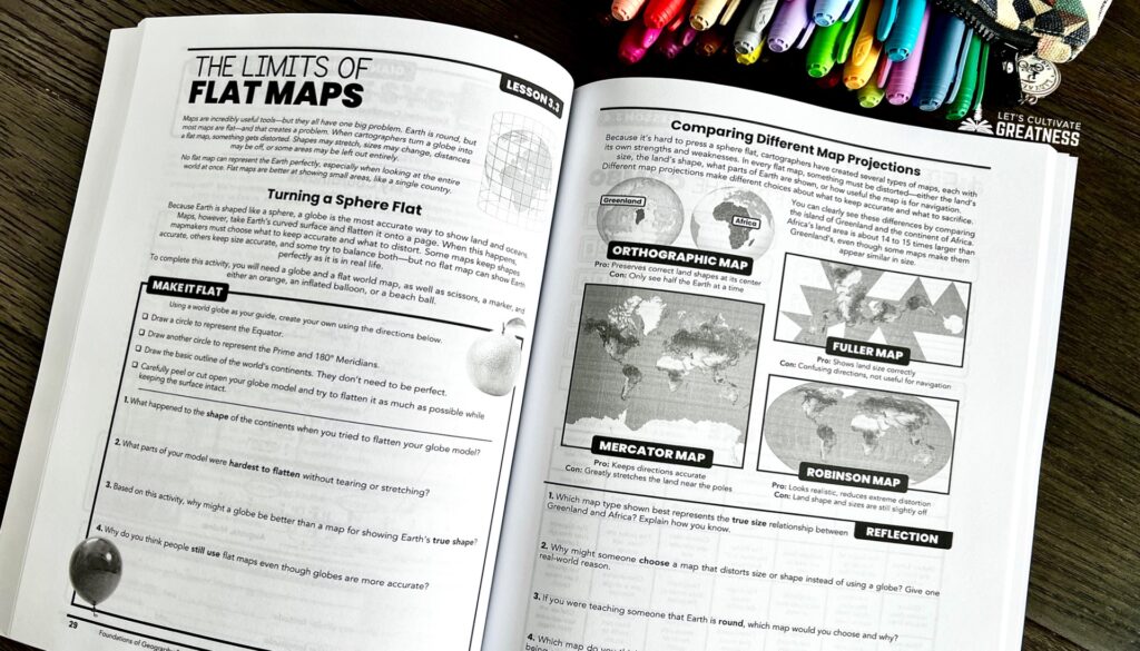 Geography workbook for 5th,6th, 7th, or 8th grades homeschool social studies curriculum