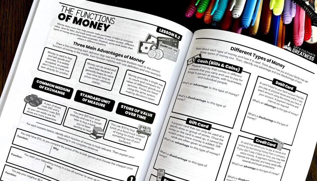 Economics and financial literacy workbook for 5th,6th, 7th, or 8th grades homeschool social studies curriculum